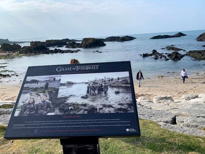  Whenever you find a key Game of Thrones filiming location in Northern Ireland, there will be a plaque like this one in Ballintoy (the Iron Islands). Photo Jennifer Bain