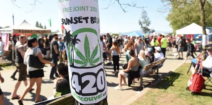  For most of its 25-year history, 4/20 was held downtown at the Vancouver Art Gallery. With crowds increasing every year, it moved to Sunset Beach in 2016. Photo Dan Toulgoet