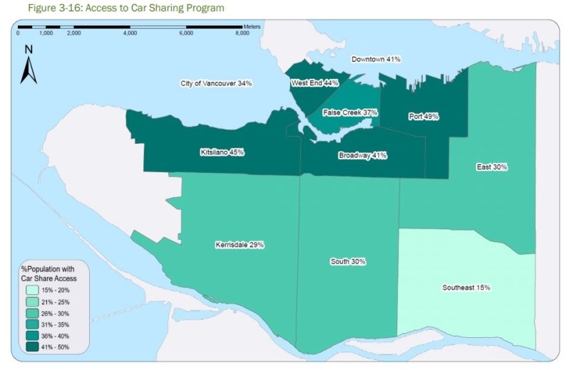  Percentage of survey participants with car share memberships. Image courtesy McElhanney