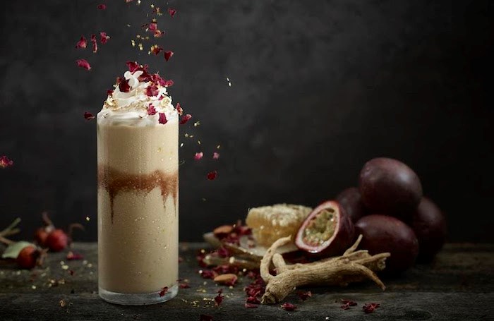  24K Gold Longevity. Food Photography, Clinton Hussey; Food Stylist, Joanne Strongman. Photo courtesy Shift Shakes