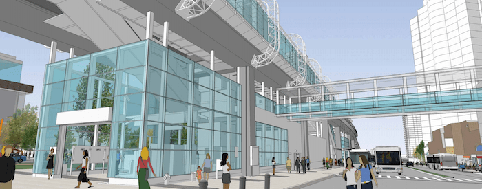  Artistic rendering of the new pedestrian walkway at Metrotown SkyTrain Station (TransLink)