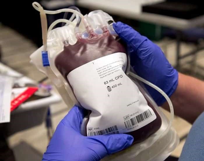  A bag of blood is shown at a clinic Thursday, November 29, 2012 in Montreal. THE CANADIAN PRESS/Ryan Remiorz