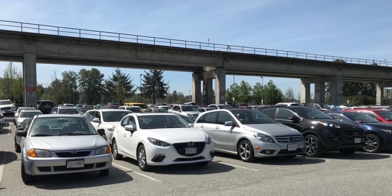  The Scott Road lot is one of 20 park and ride locations across Metro Vancouver serving SkyTrain, West Coast Express and major bus loops. Photo by Sandor Gyarmati.