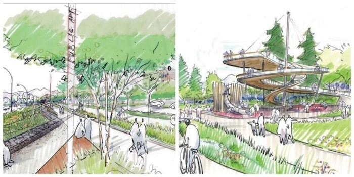  Skteches of the design concepts for The Ridge (zone three) and The Lookout (zone eight) along Arbutus Greenway. PWL Partnership will be developing detailed designs for those sections over the next year and return to council for approval on the designs in the summer of 2020.