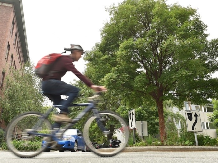  A B.C. Supreme Court judge has ruled that a pickup driver was liable in a collision involving a cyclist at a roundabout on West 10th Avenue at Birch Street. Photo Dan Toulgoet