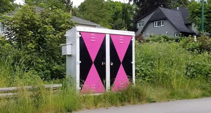  One of the 17 Arbutus Corridor signal boxes that is being personally beautified and maintained by a Courier reader, at his own expense. Photo Michael Geller