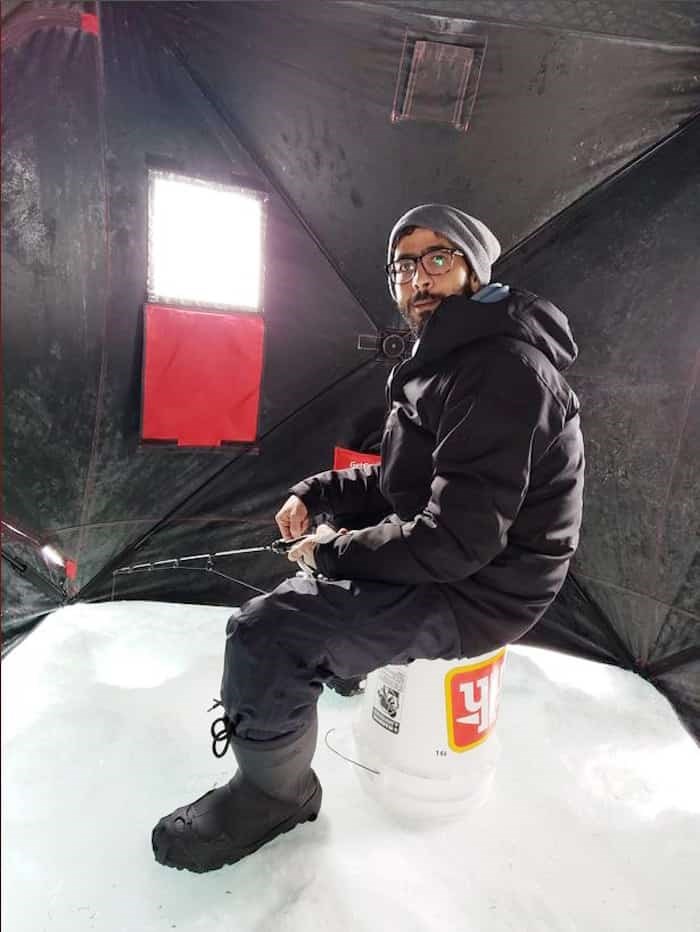  Hassan Al-Kontar ice fishing near Whistler. - Courtesy Hassan Al-Kontar