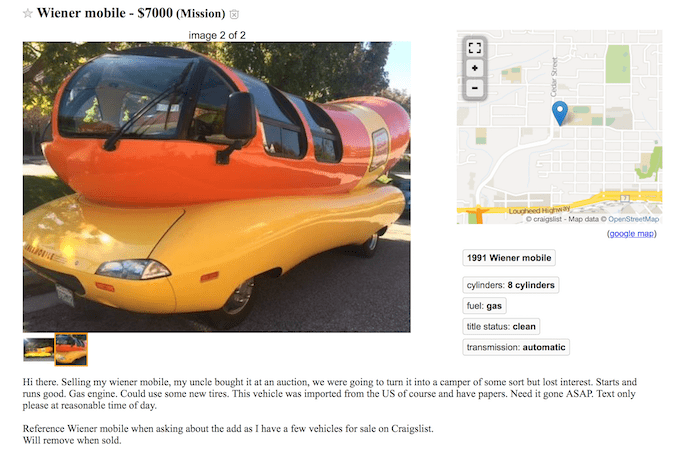  Screenshot/Vancouver Craigslist (posting now flagged and removed)