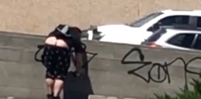  Kelowna's 'buttcrack tagger' in action. Screenshot/YouTube