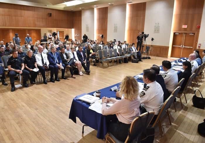  The 鶹ýӳPolice Board held its public meeting at the Jewish Community Centre Thursday. Photo Dan Toulgoet