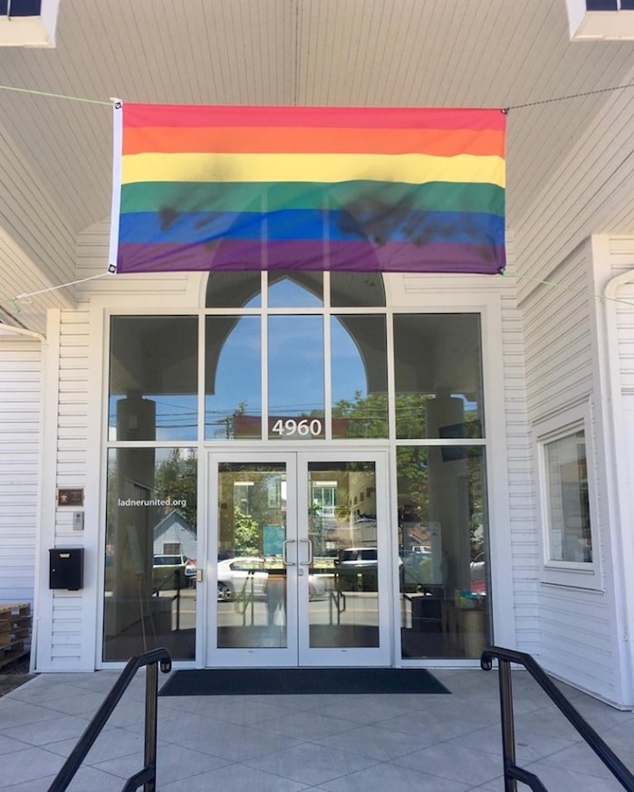  The pride flag has been defaced again at this Delta church. 