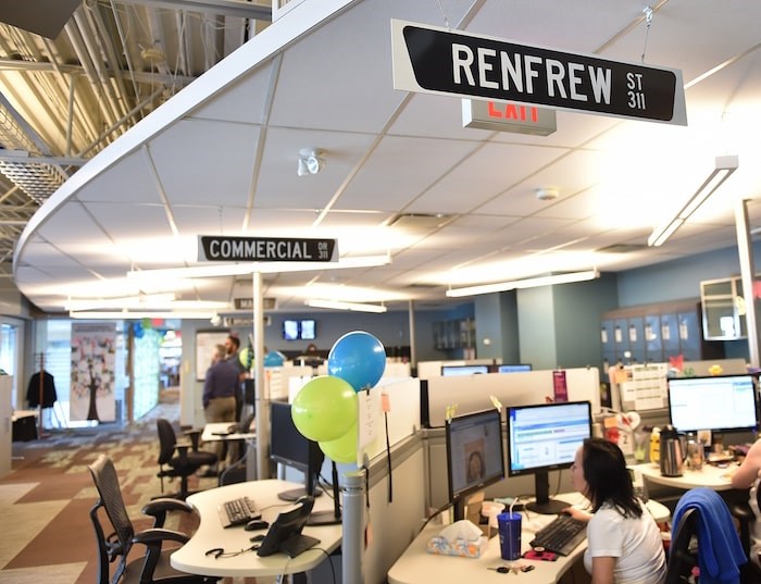  Inside the City of Vancouver's 311 contact centre under south side of Cambie Street Bridge. Photo Dan Toulgoet
