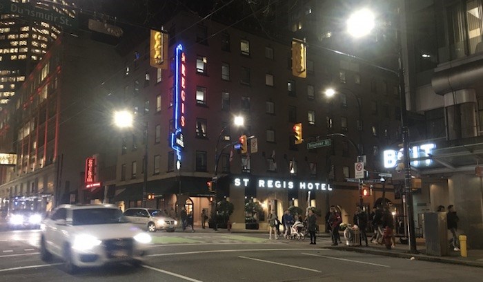  Density from Vancouver's St. Regis Hotel was transferred to the Hudson Building above Granville Skytrain station in a transaction that saved its existence. Photo by Glen Korstrom/Business In Vancouver