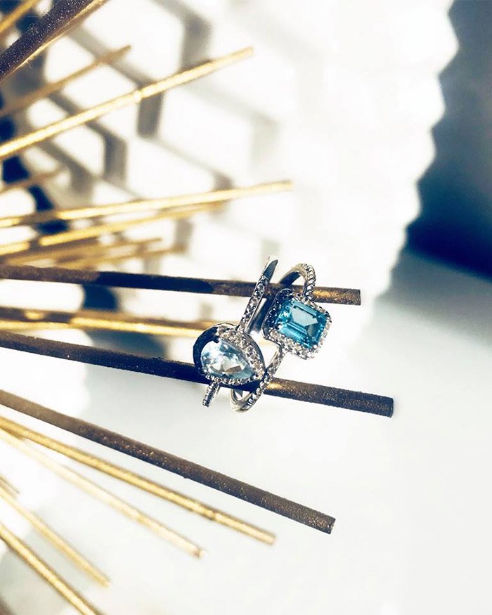  Aquamarine and blue topaz rings, Photo: Silver Street Jewellers