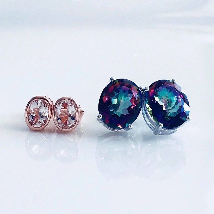  Morganite and mystic topaz earrings, Photo: Silver Street Jewellers