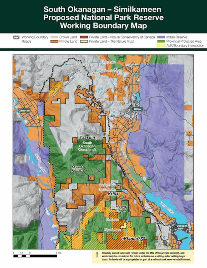  Working boundary map for South Okanagan National Park Reserve. Image courtesy Parks Canada