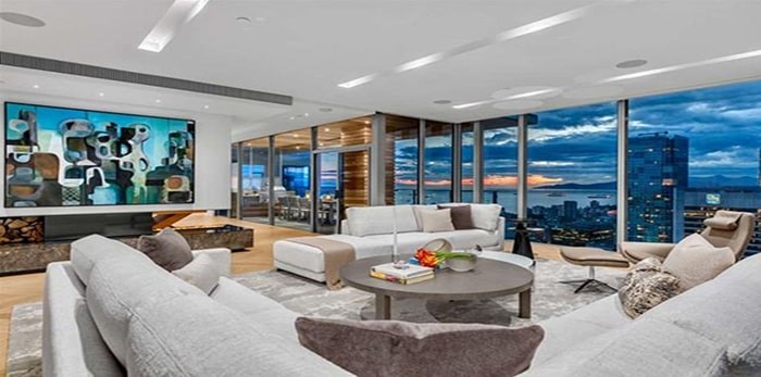  The main living area takes up one corner of the penthouse, and is well separated from the family room. Listing agents: Malcolm Hasman, Jason Soprovich