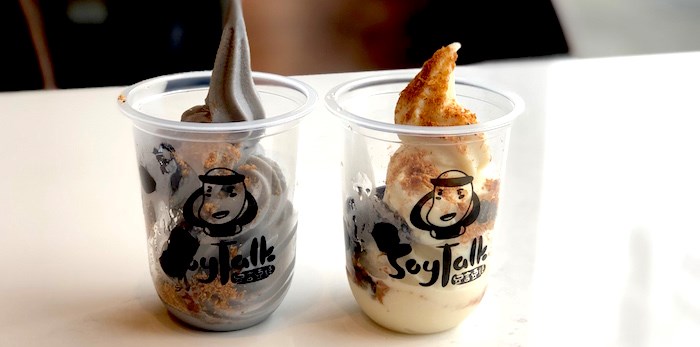  Black Sesame, left, and Original soy milk soft serve ice cream at Soytalk in Richmond. Photo by Lindsay William-Ross/Vancouver Is Awesome