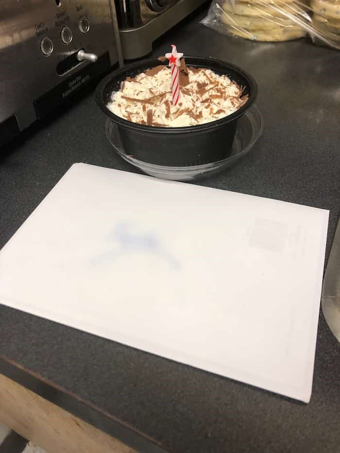  Birthday cake and card that Staff Sergeant Paul Vadik personally bought for young man serving weekend in jail. Photo: Coquitlam RCMP
