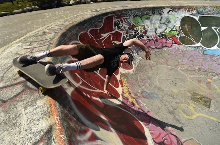  Scott Kiborn cuts loose at the China Creek skatepark. Photo by Dan Toulgoet/Vancouver Courier