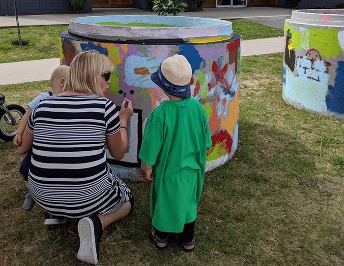  Six sewer pipes were used as canvases for whatever fun, creative works of art popped into residents’ minds. Photo: City of Vancouver