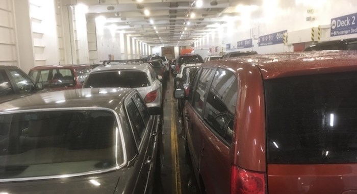  Lower car deck on ferry Coastal Celebration. Photo by Times Colonist