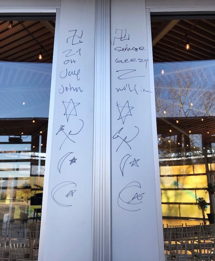  An example of anti-Semitic graffiti that occurred at the Queen Elizabeth Park Celebration Pavilion in November 2018. Photo courtesy B’nai Brith Canada