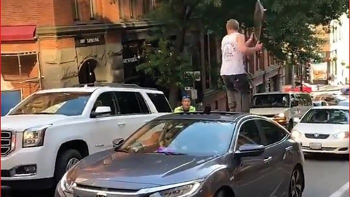  A video posted on social media shows a man allegedly attacking a Seattle parking enforcement officer. photo supplied twitter.com/robotwood