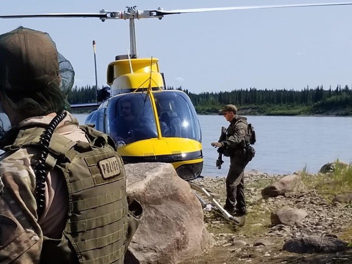  Manitoba RCMP in Gillam, where the search continues for B.C. murder suspects Kam McLeod and Bryer Schmegelsky. Photo via Manitoba RCMP