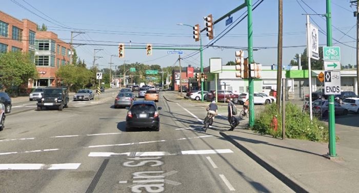  The site of a collision between a cyclist and driver Wednesday morning in North Vancouver. Photo via Google Earth