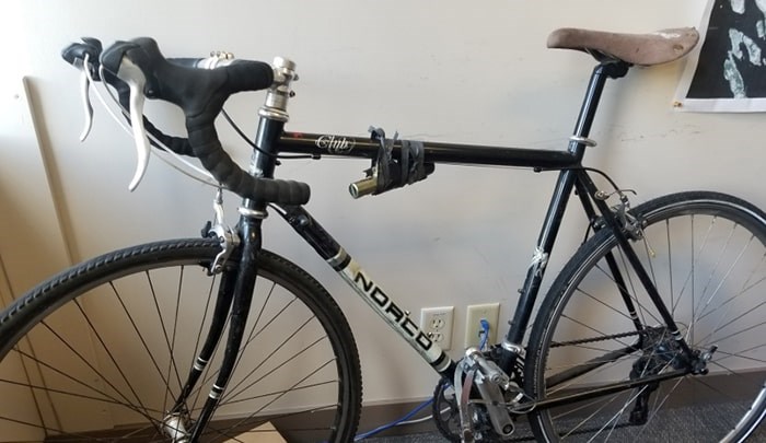  Nick Thomas had his Norco Club 17-speed road bike stolen outside his office at West Pender last week. Photo Grant Lawrence