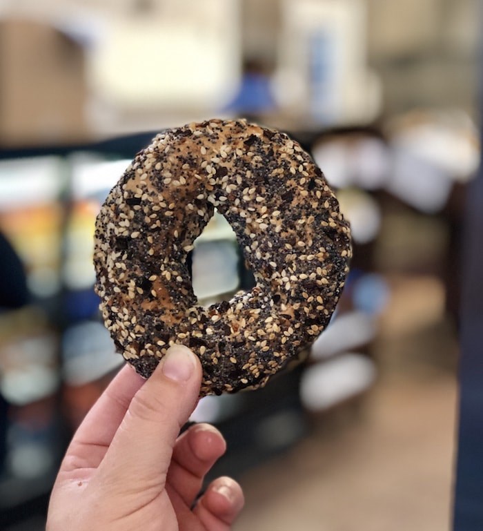  An everything bagel inside the flagship St-Viateur bagel shop in Montreal's Mile End. Photo by Lindsay William-Ross/鶹ýӳ