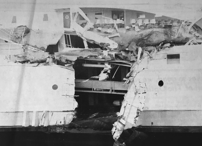  On Aug. 2, 1970 three people were killed on the BC Ferries vessel Queen of Victoria that had left the Tsawwassen terminal. A Russian freighter collided with the vessel. Delta Optimist file photo