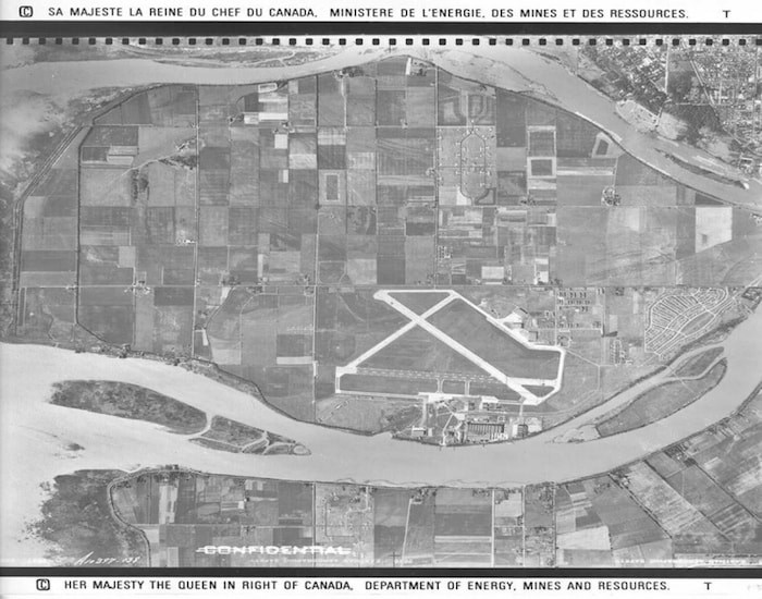  Aerial view of Vancouver's airport in 1946. 