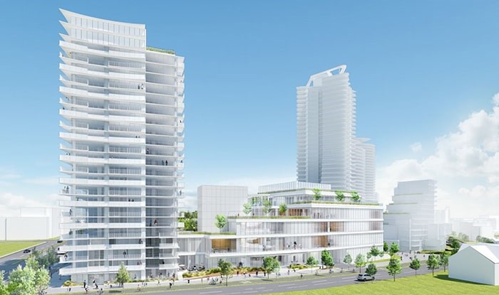  View from new street looking east. Rendering Henriquez Partners Architects