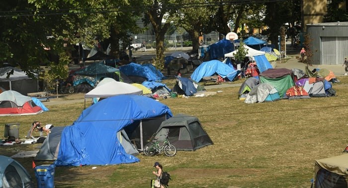  The Oppenheimer Park encampment. File photo by Dan Toulgoet/Vancouver Courier