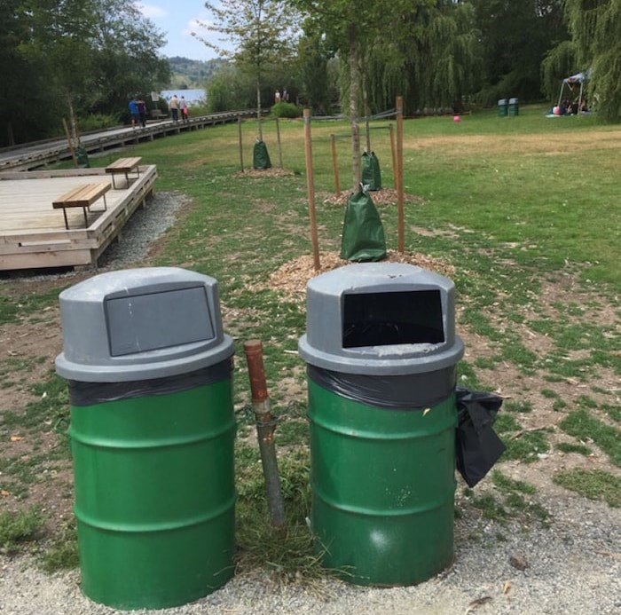  City of Burnaby garbage cans at Deer Lake. Photo courtesy John Preissl