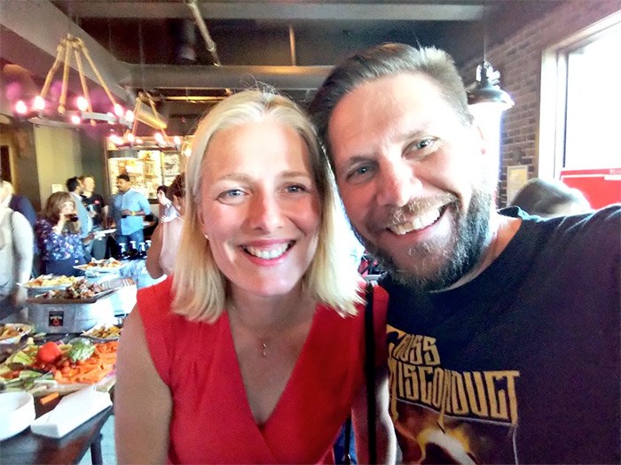  Catherine McKenna poses for a selfie with Bob Kronbauer, who accidentally crashed a Liberal Party of Canada fundraiser. Photo Bob Kronbauer's Blackberry