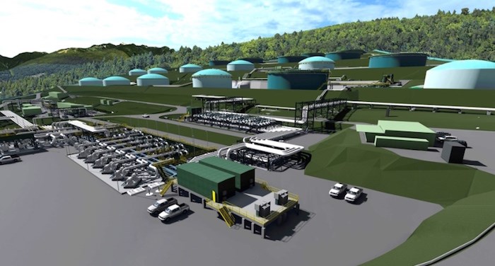  A computer rendering of how the Burnaby Mountain tank farm will look when changes are completed for the Trans Mountain pipeline expansion project. Trans Mountain image