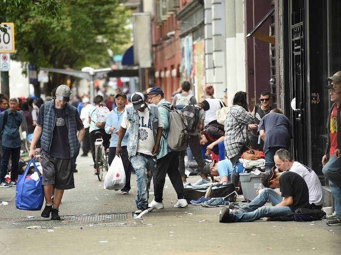  The area near Hastings and Carrall streets, pictured here earlier this month, was the scene of a series of unprovoked attacks on Aug. 21. Photo by Dan Toulgoet/Vancouver Courier