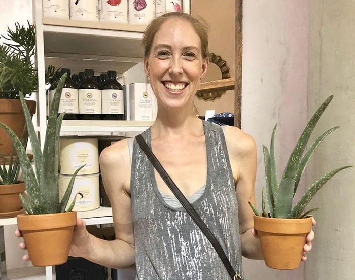  Aloe Gal Sarah Shore in Scottsdale, Arizona checking out the local plants.