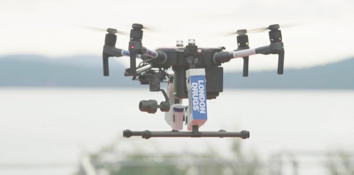  London Drugs, Canada Post and InDro Robotics say they successfully completed Canada’s first-ever Beyond Visual Line-of-Sight flight carrying pharmaceuticals earlier in August. Photo courtesy London Drugs