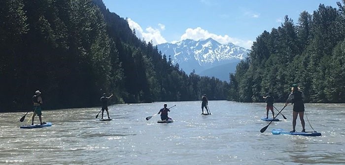  A new company called Mountain Beaver Adventure Co has launched an epic SUP and SIP tour in Pemberton. Photo: Mountain Beaver Adventure Co.