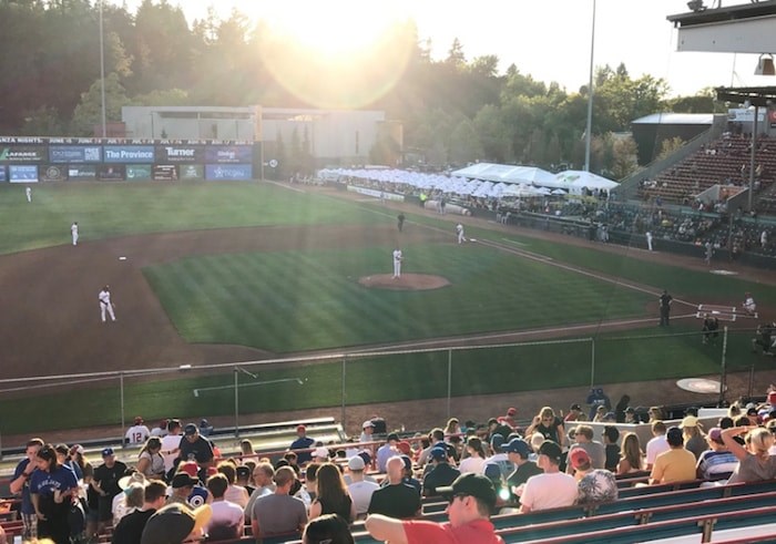  The Vancouver Canadians take the field for a recent home game at beautiful Nat Bailey Stadium. The team's stellar attendance numbers show that Vancouver loves its baseball. Photo by Andy Prest/North Shore News