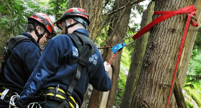  District of North Vancouver Fire and Rescue Services rescued a man and his dog who were stuck on a sandbar following a Lynn Canyon cliff jump Friday evening. file photo Cindy Goodman, North Shore News