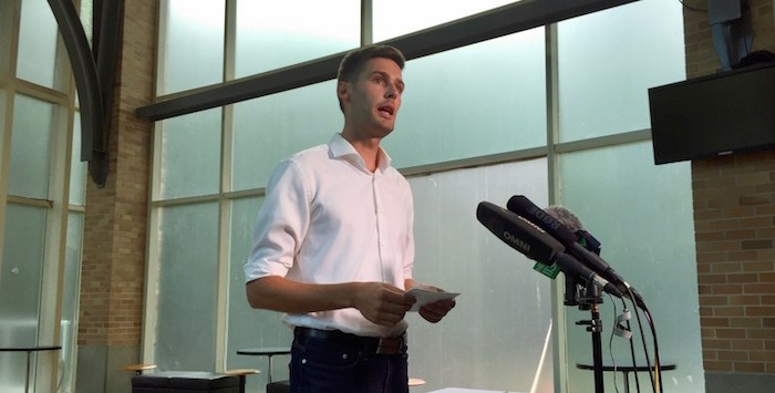  Port Moody Mayor Rob Vagramov makes a statement before the media, at city hall on Monday, September 9, 2019. Photo by Diane Strandberg/Tri-City News