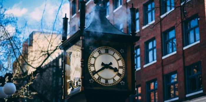  The famous Gastown Steam Clock in Vancouver/Shutterstock