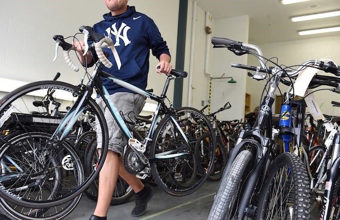  Nearly 150 bikes were recovered from a storage facility in the 800-block of Powell Street and four men were arrested at the scene. They’ve all since been released without charges. Photo Dan Toulgoet