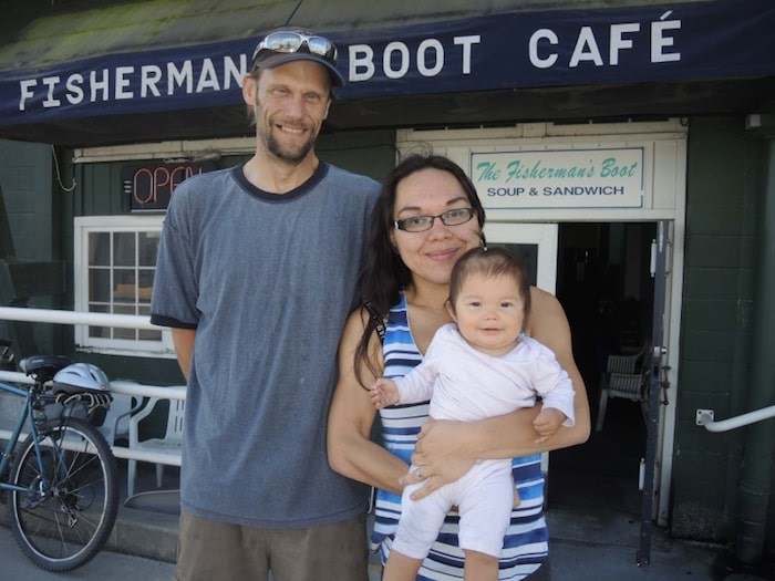  Jason De Ruiter and his wife, Mary Lou, with their little girl Cecilia. The family took recently took over the running of the rather unique Fisherman's Boot Cafe, deep in the heart of Steveston Harbour. Photo by Alan Campbell/Richmond News