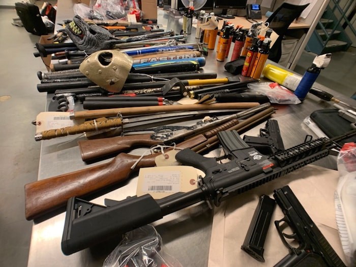  Police released photos and a video Thursday showing the number of weapons seized in Vancouver this year, with almost half in the policing district that includes the Downtown Eastside. Image courtesy VPD